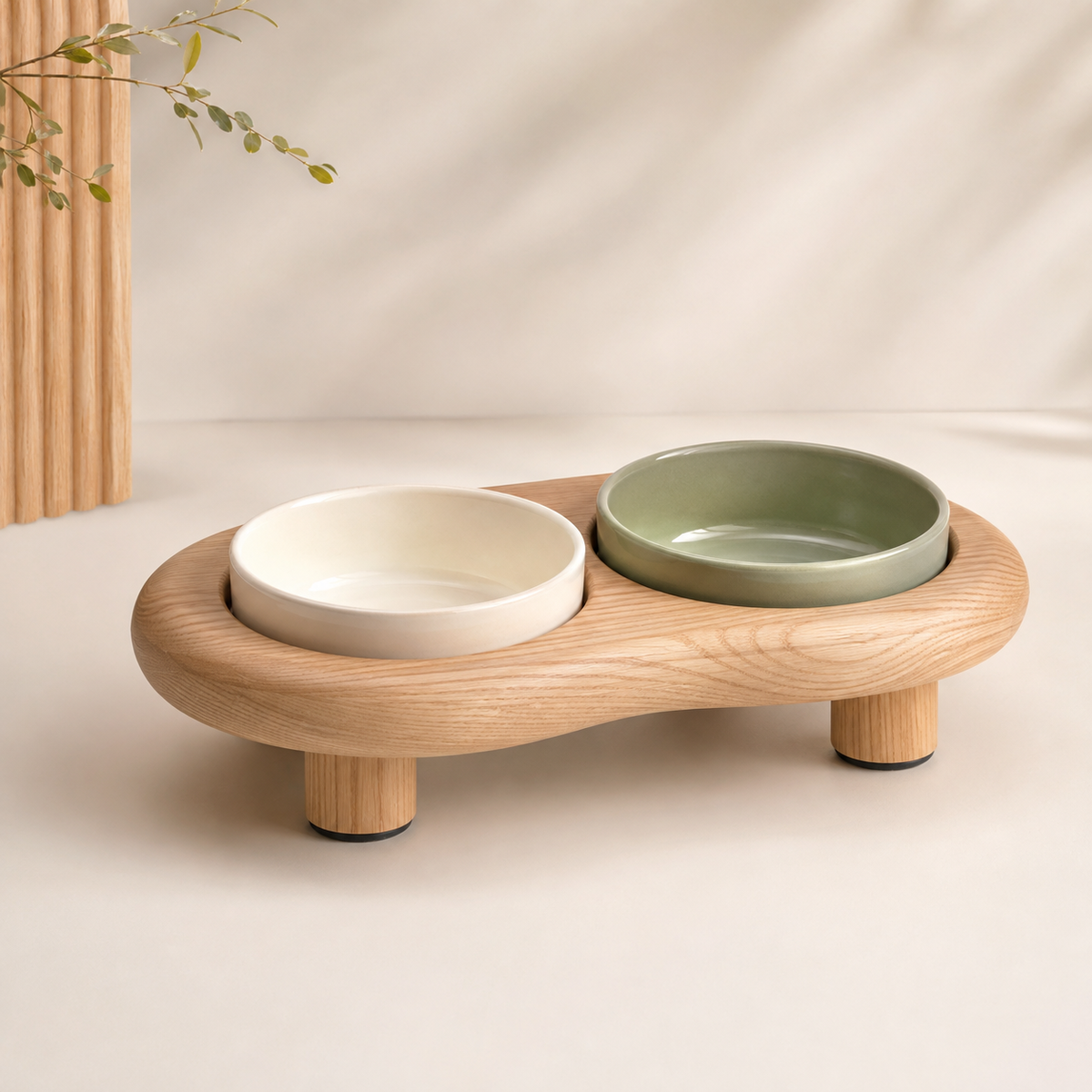 Tailvoripets™ PebbleDine Elevated Ceramic Pet Bowl Set