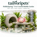 Tailvoripets™ PebbleSpring™ 5-in-1 Axolotl Bubble Garden – Hide Cave, Resting Bridge, Feeding Dish, Bubble Tower & Aquatic Enrichment Habitat for Axolotls