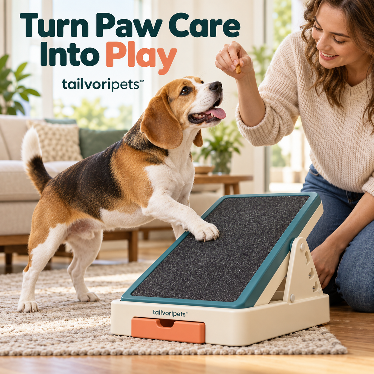 Tailvoripets™ PawFile Adjustable Dog Nail Scratch Board with Treat Storage Drawer