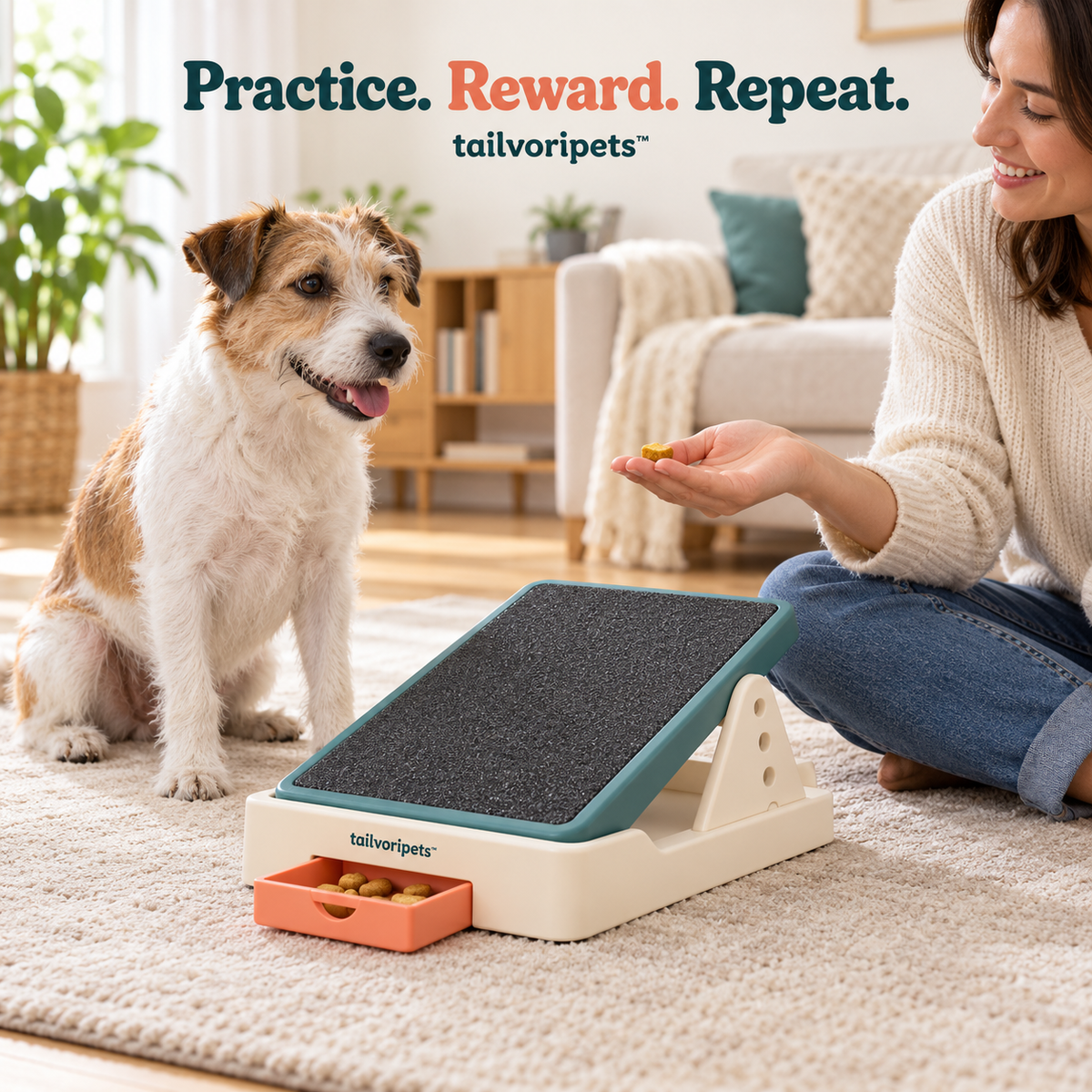 Tailvoripets™ PawFile Adjustable Dog Nail Scratch Board with Treat Storage Drawer