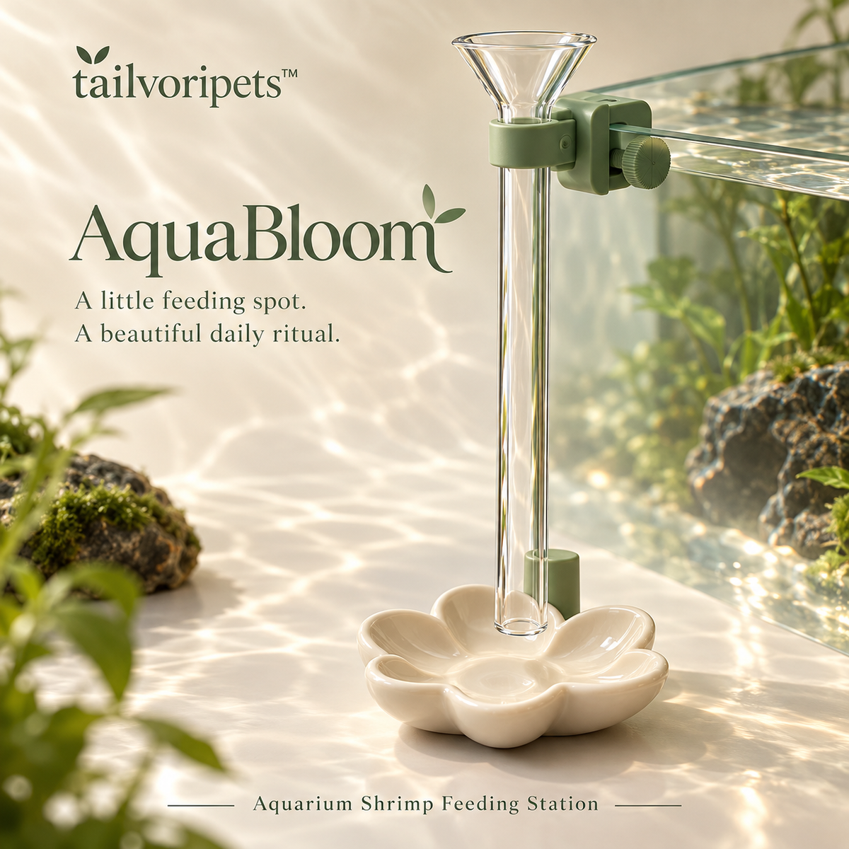 Tailvoripets™ AquaBloom Aquarium Shrimp Feeding Station with Clear Feeding Tube & Flower-Shaped Dish