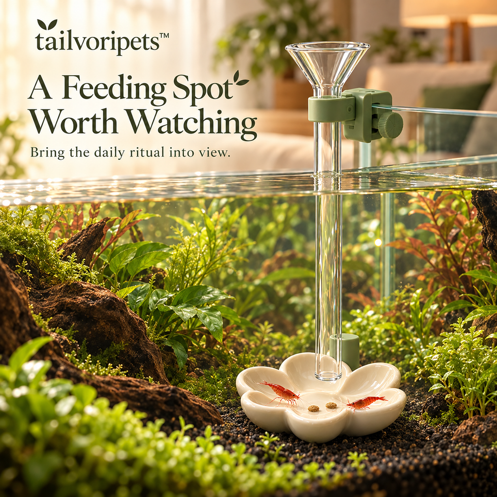 Tailvoripets™ AquaBloom Aquarium Shrimp Feeding Station with Clear Feeding Tube & Flower-Shaped Dish