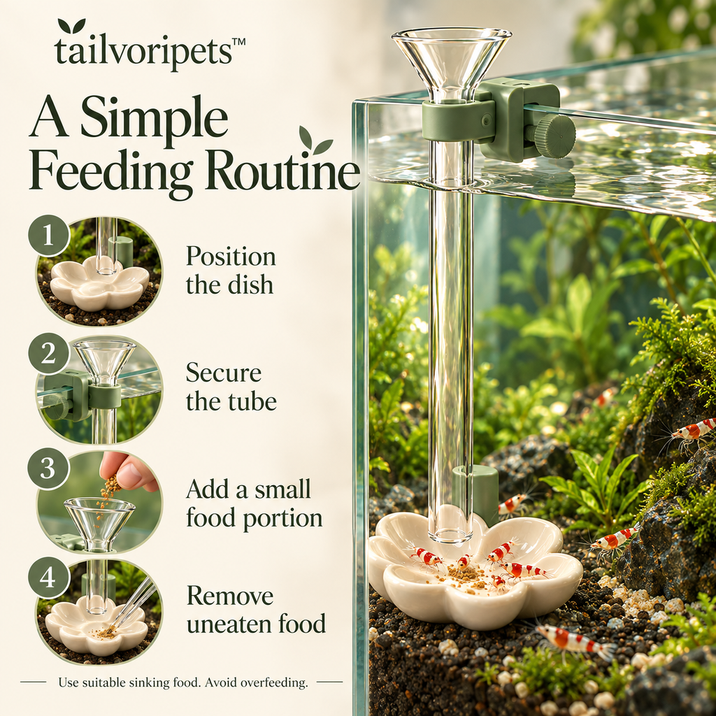 Tailvoripets™ AquaBloom Aquarium Shrimp Feeding Station with Clear Feeding Tube & Flower-Shaped Dish