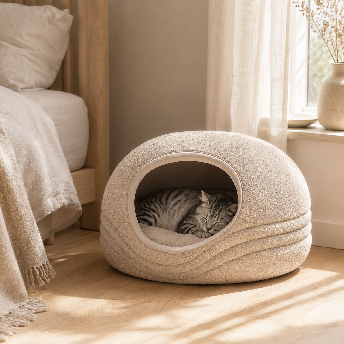 tailvoripets™ CloudCove Layered Cat Cave Bed