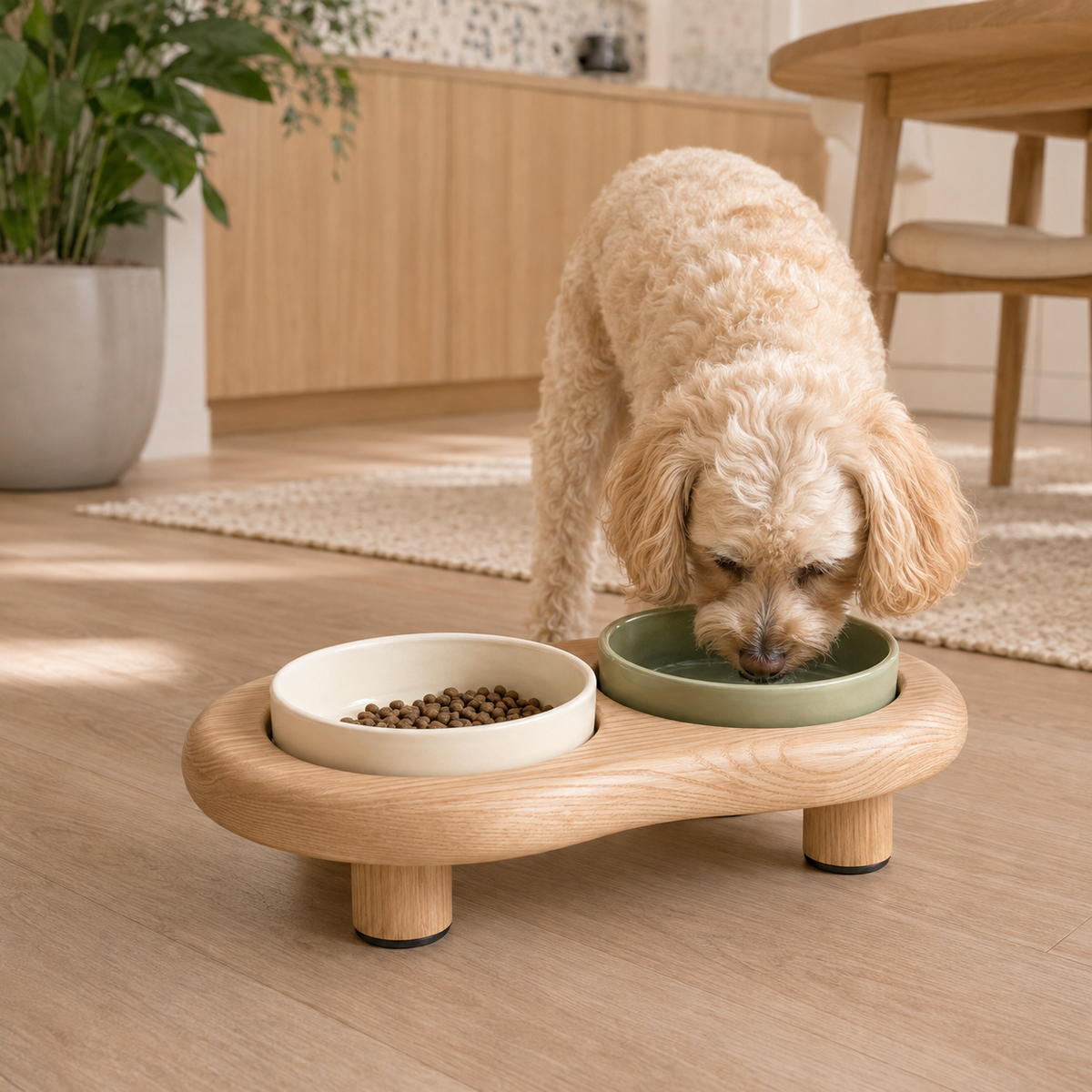 Tailvoripets™ PebbleDine Elevated Ceramic Pet Bowl Set