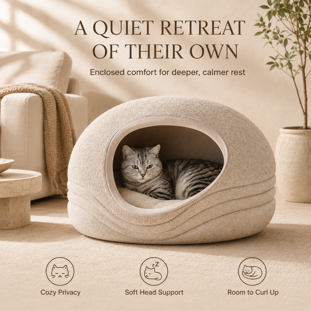 tailvoripets™ CloudCove Layered Cat Cave Bed