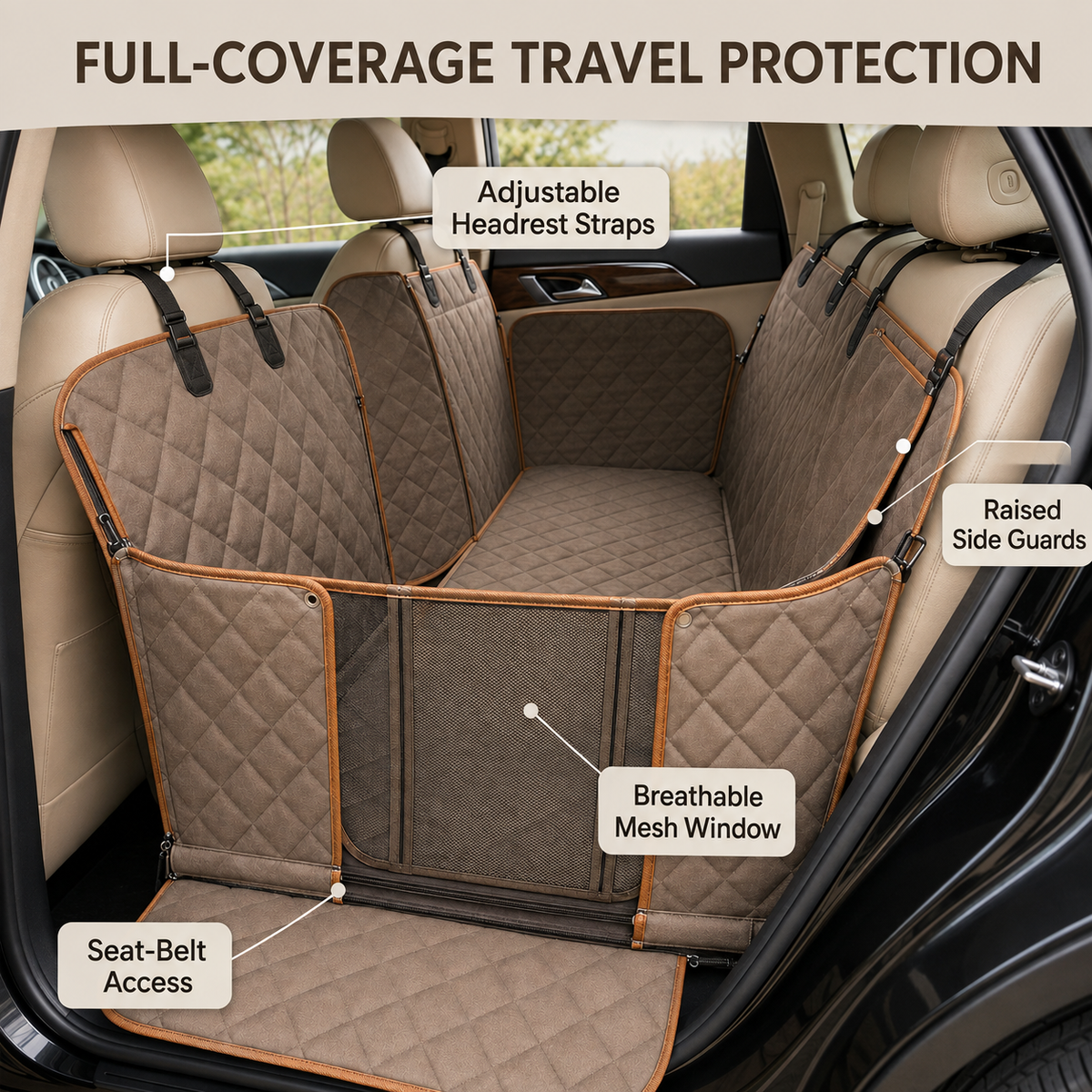 Tailvoripets™ DriftShield Convertible Dog Car Seat Cover