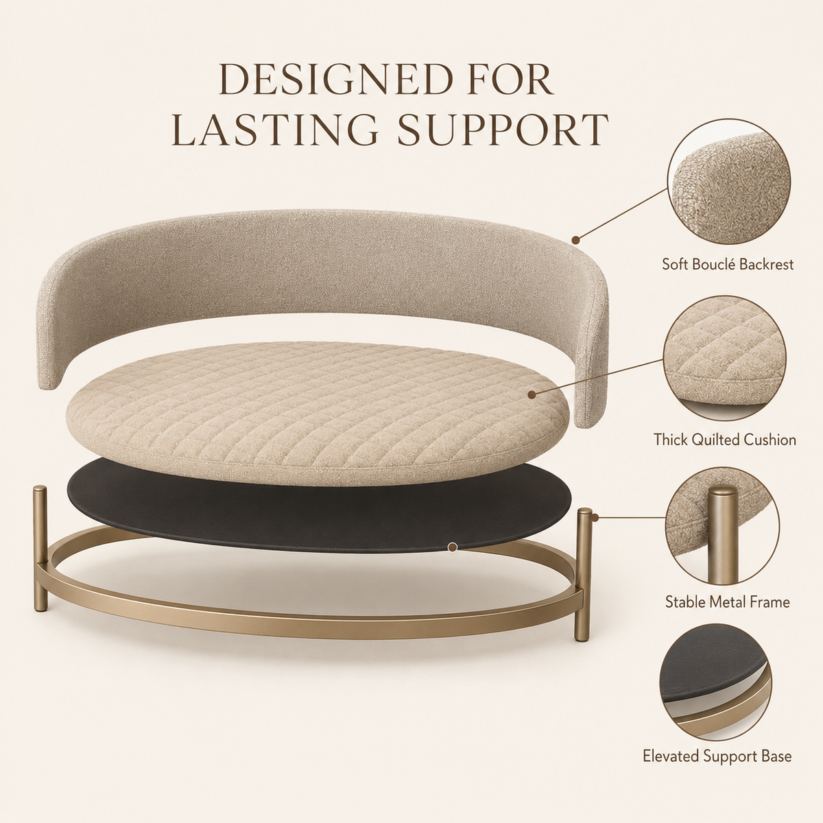 tailvoripets™ HavenArc Elevated Lounge Dog Bed