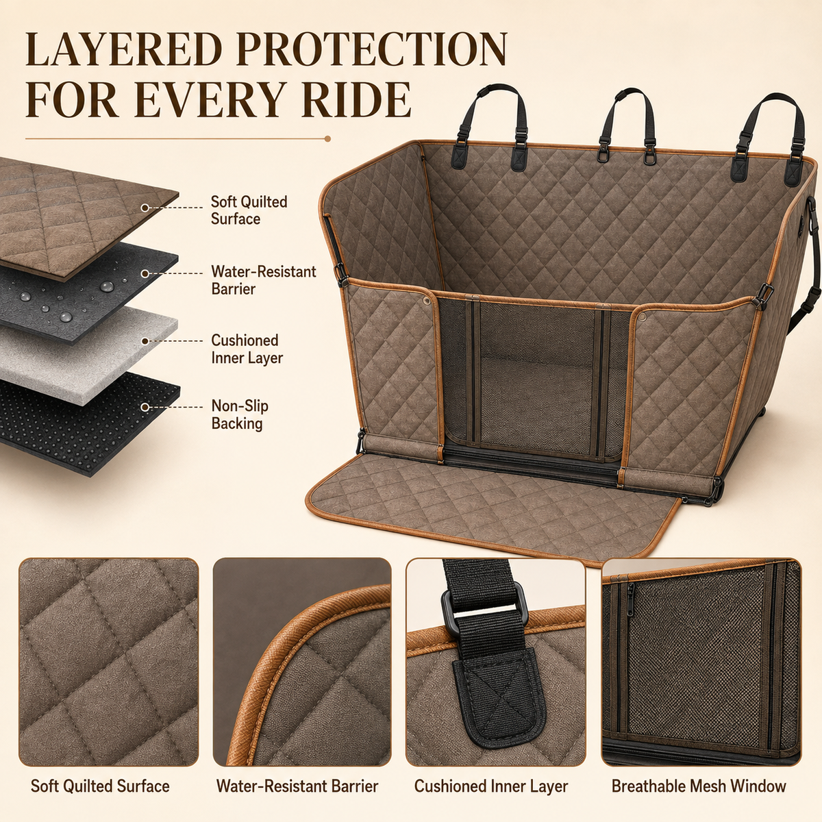 Tailvoripets™ DriftShield Convertible Dog Car Seat Cover
